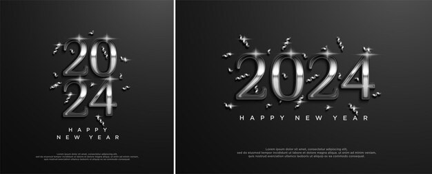 Vector happy new year 2024 silver with fancy 3d numbers