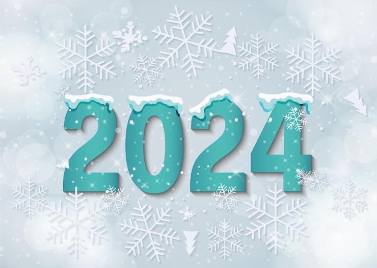 Premium Vector Happy new year 2024 snowy background Happy Holidays