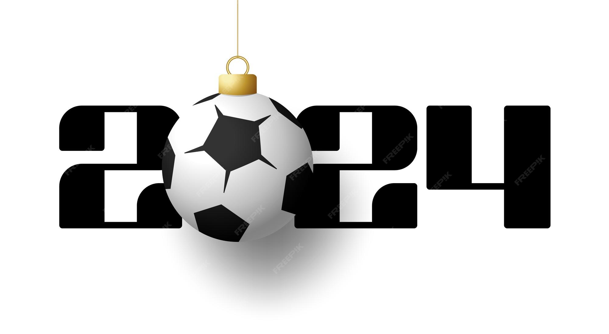 Premium Vector Happy new year 2024 and soccer ball sports greeting
