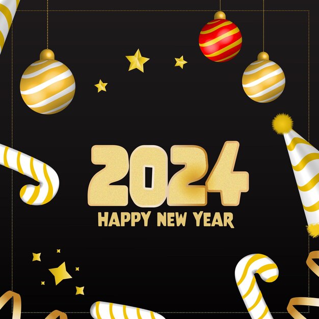 Vector happy new year 2024 social media feed