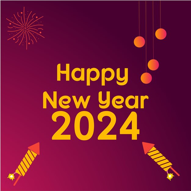 Vettore buon anno nuovo 2024 poster sui social media