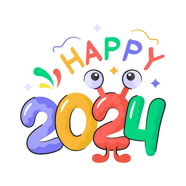 Premium Vector Happy new year 2024 sticker design in modern design ready to use websites and