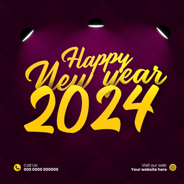 Happy New year 2024 Text Effect Vector Premium