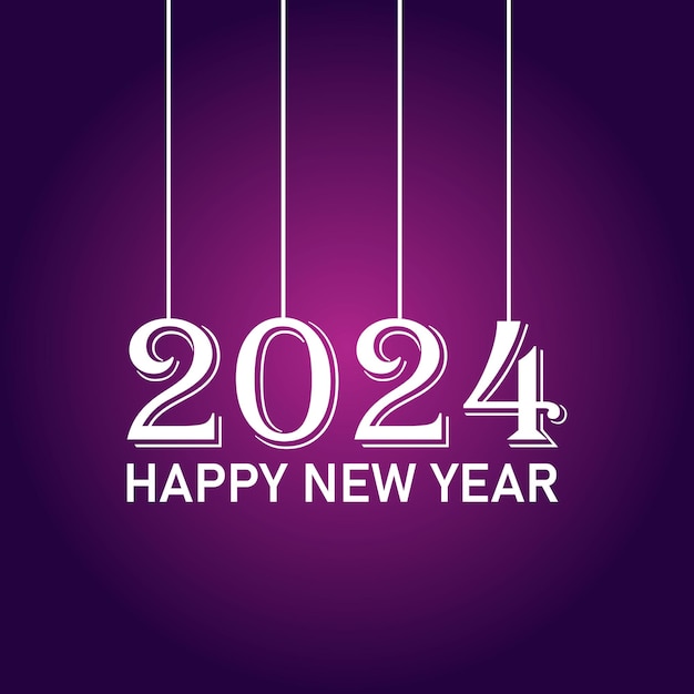 Happy new year 2024 text typography design and Christmas elegant decoration 2024 new year banner