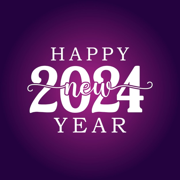 Happy New Year 2024 text typography design and Christmas elegant decoration 2024 new year banner