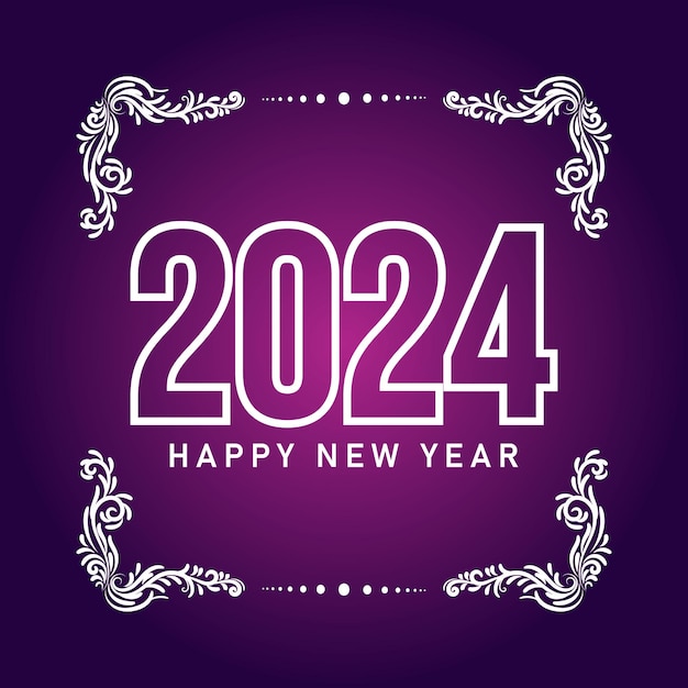 Happy new year 2024 text typography design and Christmas elegant decoration 2024 new year banner