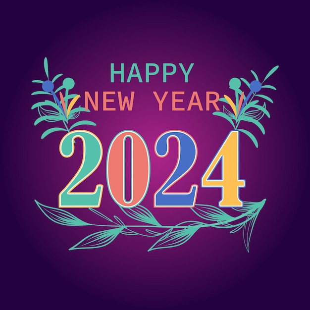 Happy new year 2024 text typography design and Christmas elegant decoration 2024 new year banner