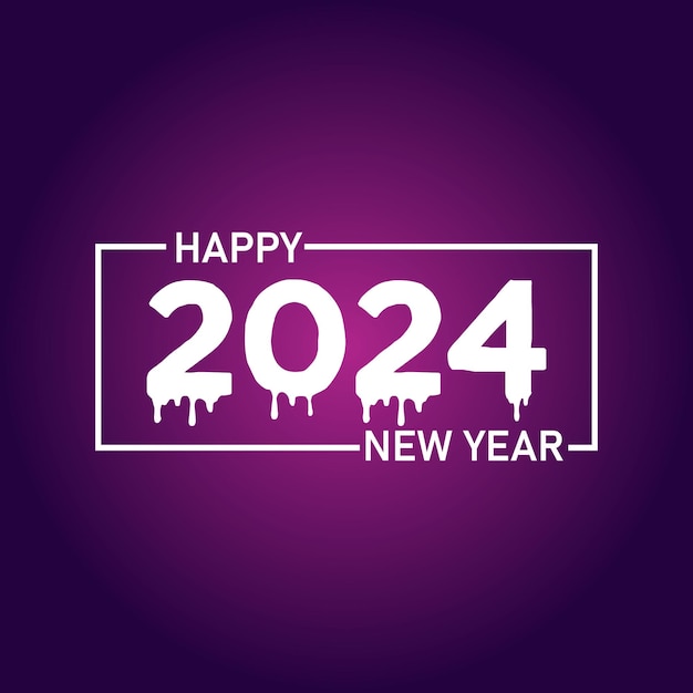 Happy new year 2024 text typography design and christmas elegant decoration 2024 new year banner