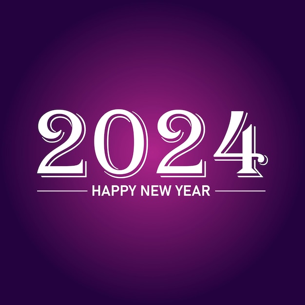 Happy New Year 2024 text typography design and Christmas elegant decoration 2024 new year banner