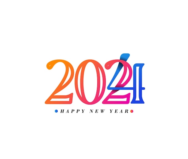 Vector happy new year 2024 text typography design element flyer banner design