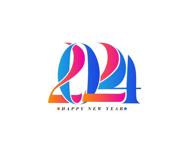 Vector happy new year 2024 text typography design element flyer banner design