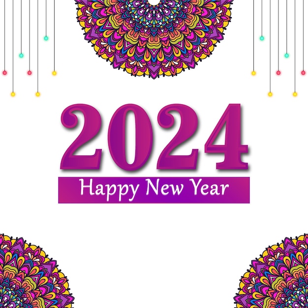 Premium Vector Happy New Year 2024 Title Design