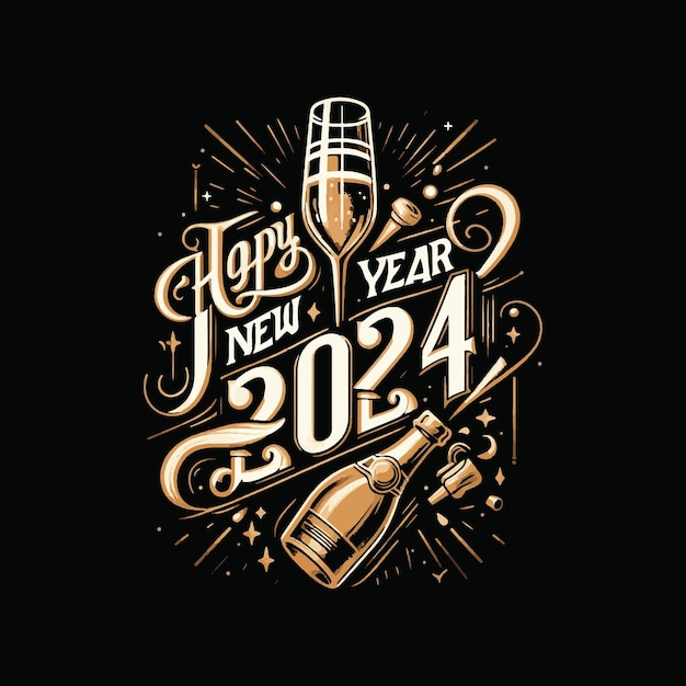 Happy new year 2024 tshirt design