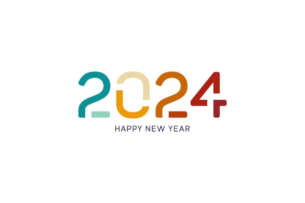 Vettore felice anno nuovo 2024 tipografia 2024 numeri colorati