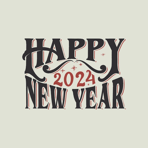 Happy new year 2024 typography lettering vector design logotype