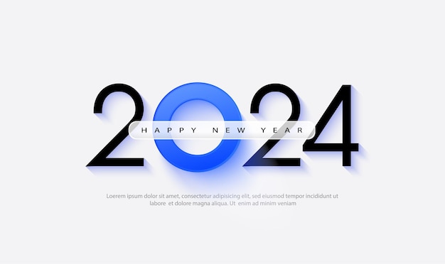 С новым годом 2024 векторный дизайн Современные простые цифры в чистых черных и синих тонах Премиум векторный дизайн для празднования счастливого нового 2024 года