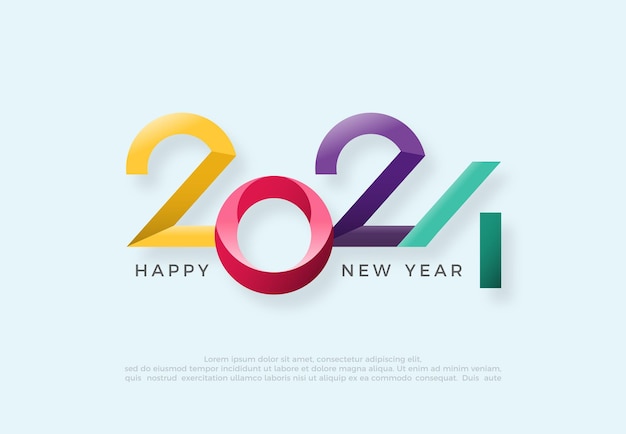 С новым годом 2024 вектор Премиум красочные номера с современным векторным дизайном для празднования счастливого нового года дизайн для плаката баннер в социальных сетях поздравление