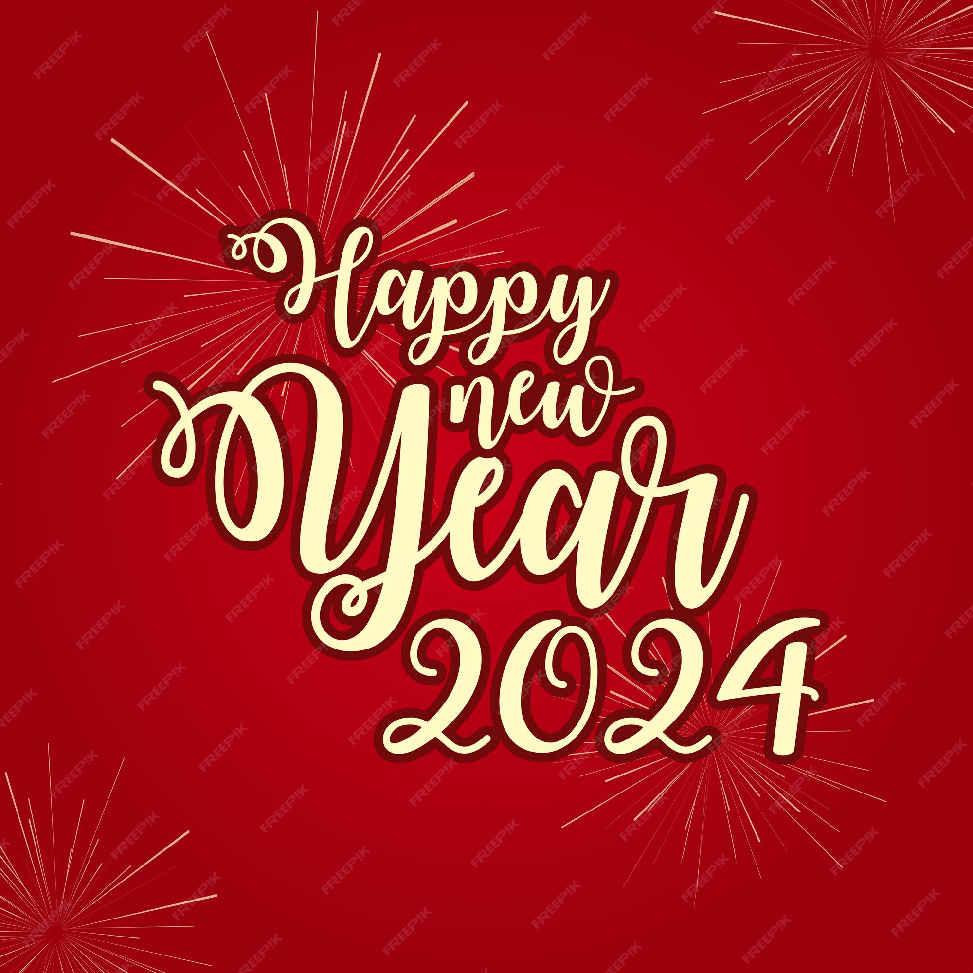 Premium Vector Happy new year 2024 vector with fireworks