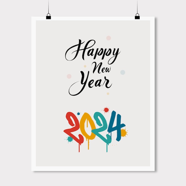 Vector happy new year 2024 wall poster design