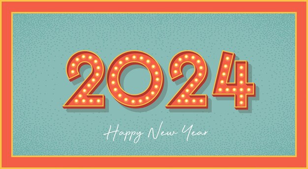 새해 축하 2024 축하 축하 배너 편집 가능한 터 일러스트레이션 파일