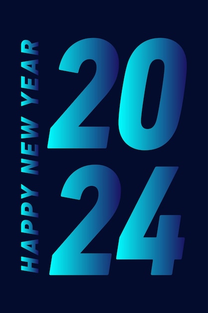 Happy new year 2024 with 3D blue color design template 2024 new year celebration