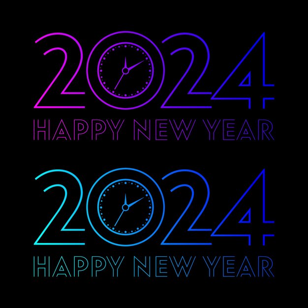 Happy new year 2024 with 3D gold color design template 2024 new year celebration