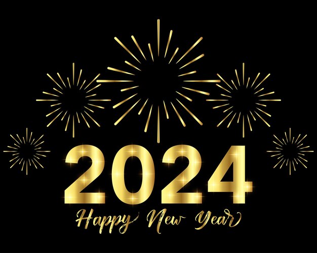Premium Vector Happy new year 2024 with 3d gold color design template