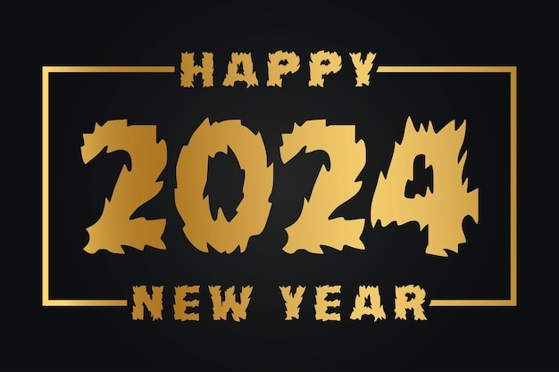 С новым годом 2024 с 3D золотым дизайном шаблона празднования нового года 2024