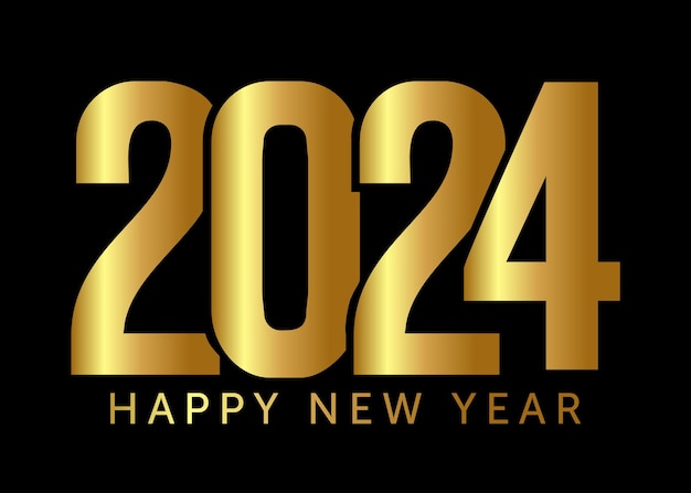 3D 골드 컬러 디자인 템플릿으로 2024년 새해 복 많이 받으세요 2024년 새해 축하