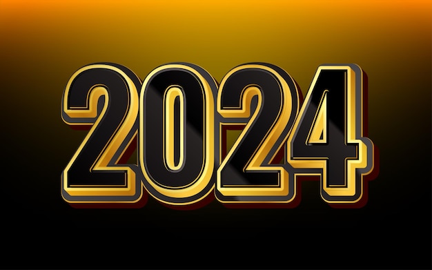 Felice anno nuovo 2024 con modello di design a colori di lusso 3d 2024 concetto di celebrazione del nuovo anno per gree