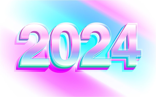happy new year 2024 with 3d trendy color design template 2024 new year celebration concept for gree
