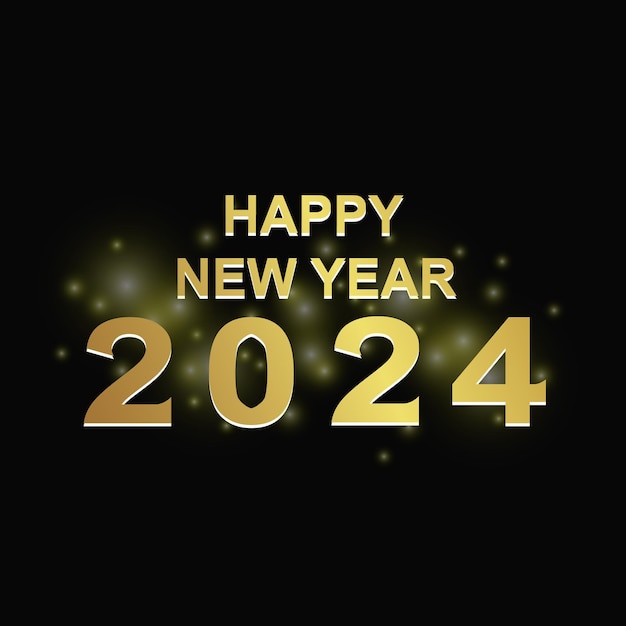 Vector happy new year 2024 with black background