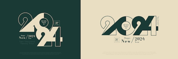 happy new year 2024 with a color concept that only uses two colors and looks simple