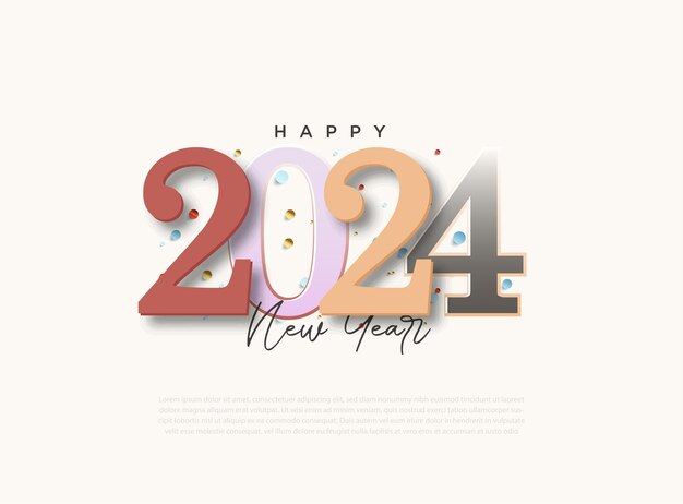 新年あけましておめでとうございます 2024 お祝いお祝い飾り振りかける背景 2024 番号デザイン