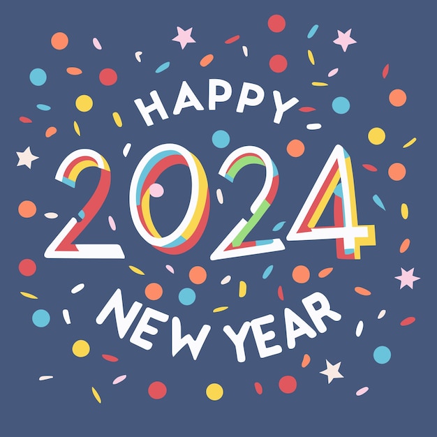 Happy new year 2024 with lettering Ai Generative