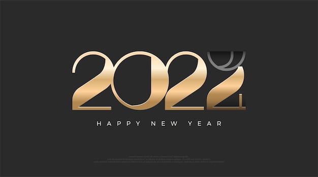 Happy new year 2024 with the number 3 replaced by 4 A unique concept with a shiny and luxurious gold color