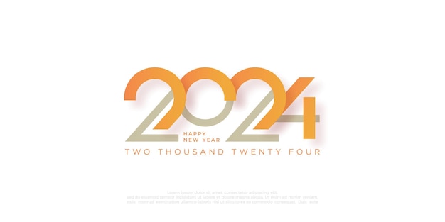 Happy new year 2024 with paper cut concept Simple and modern 2024 vector card design Greeting with an elegant orange design