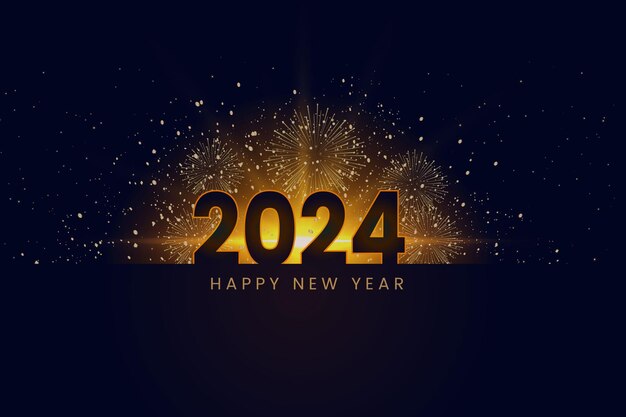 Happy New Year 2024 with sparkling festival numbers full of beautiful colors happy New Year 2024