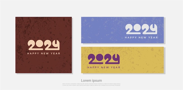 Вектор Счастливого нового года 2024 с типографией концепции набора празднования 2024 года фона