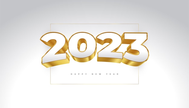 Premium Vector | Happy new year 2024 with white and gold 3d ...