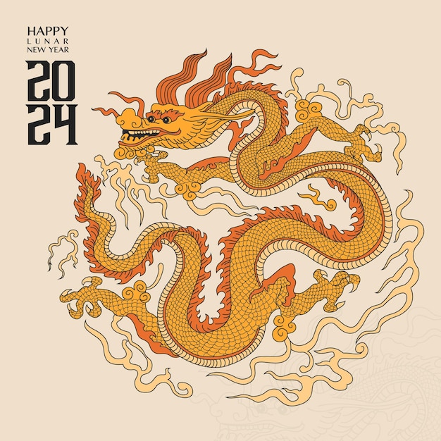 Premium Vector Happy new year 2024 year of the dragon happy lunar new