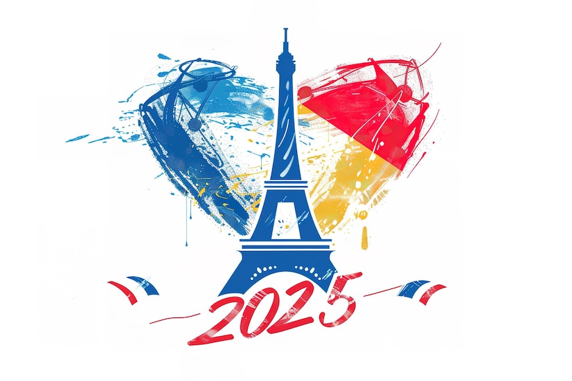 Premium Vector | Happy New Year 2025 banner with France flag inside