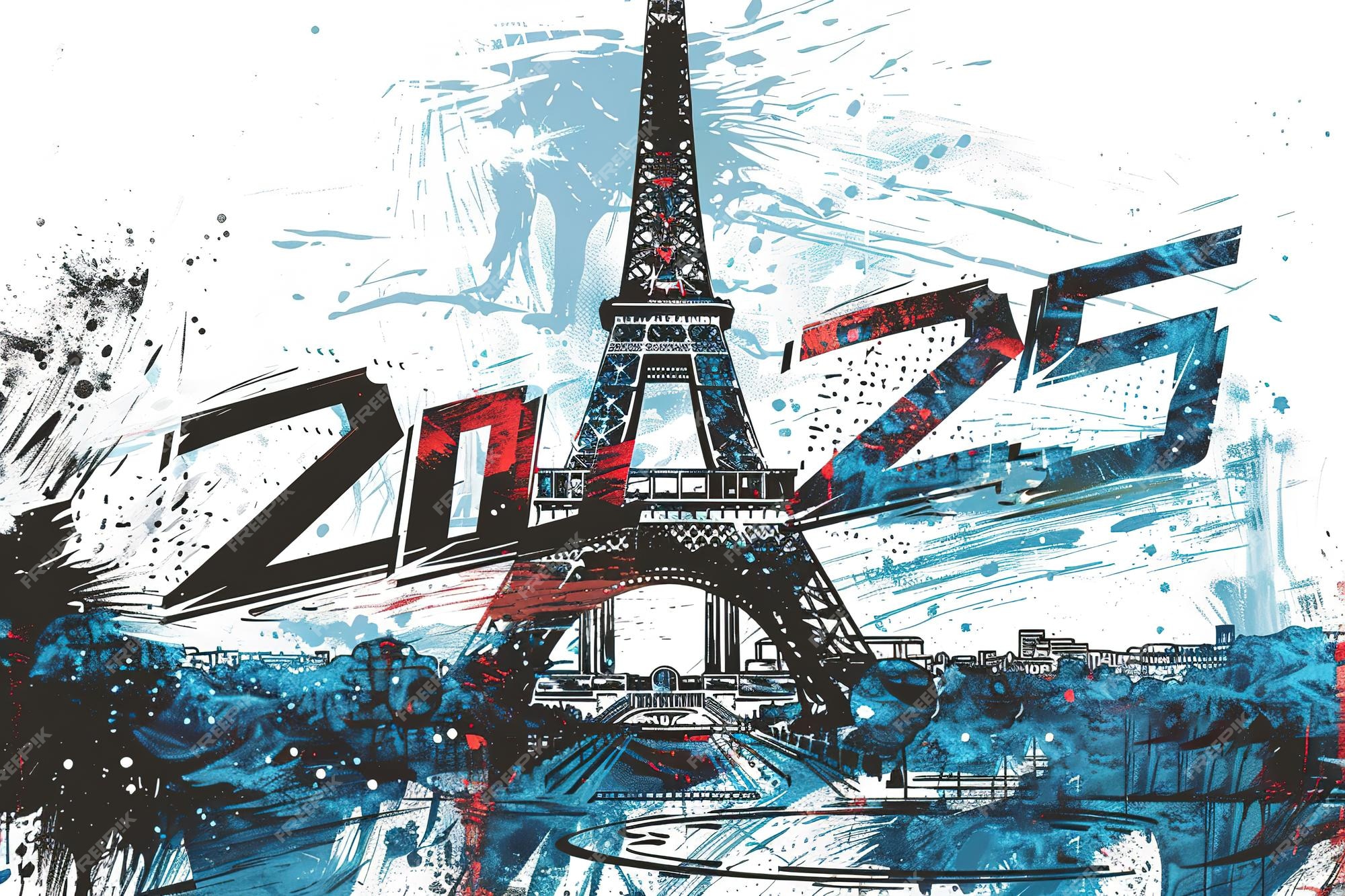 Happy New Year 2025 banner with France flag inside Vector illustration