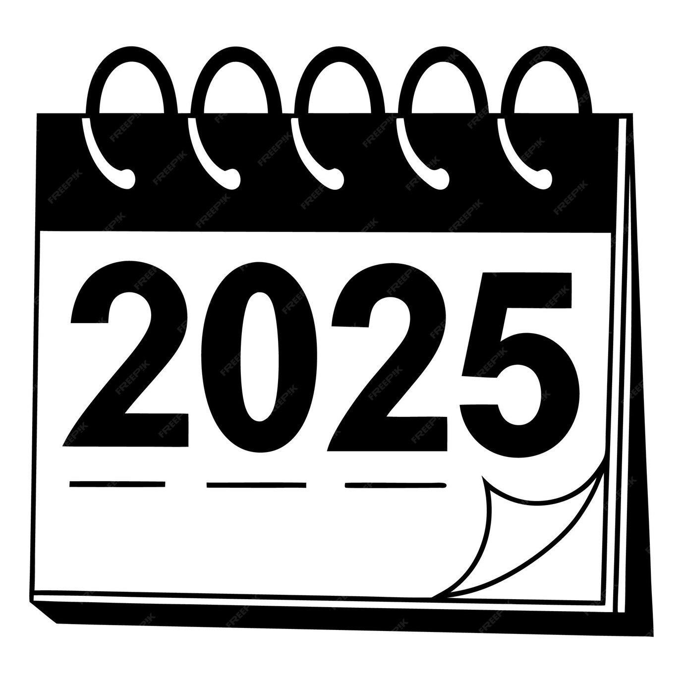 Happy new year 2025 calendar vector silhouette vector design isolated Premium AIgenerated vector