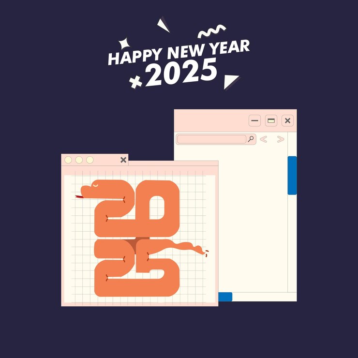 Vector happy new year 2025 chinese new year snake year