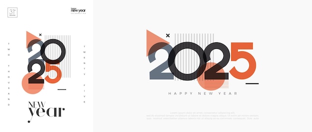 Вектор Счастливого нового года 2025 обложка плаката фона с красочными цифрами и с уникальным и современным внешним видом премиум векторный дизайн для празднования нового года