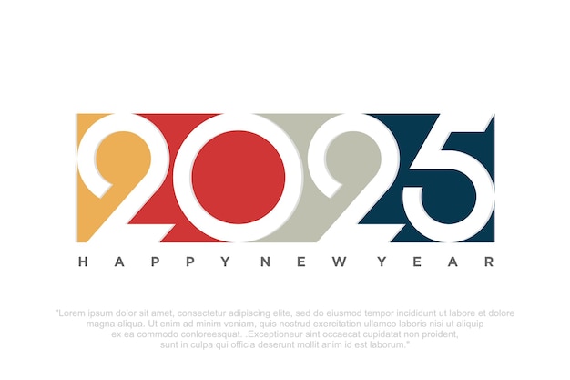 Happy new year 2025 design with colorful truncated number vector illustration