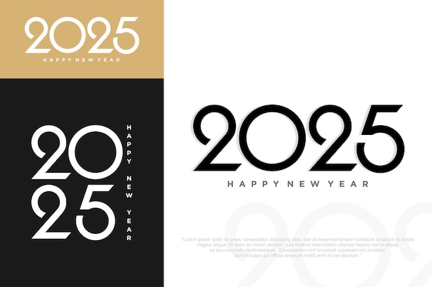 Vector happy new year 2025 design with colorful truncated number vector illustration