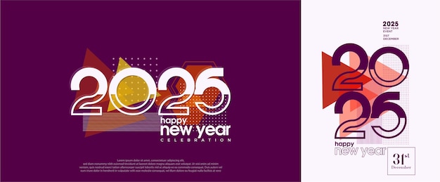 Vettore happy new year 2025 design con numeri moderni e colori eleganti vector premium design per il 2025 nuovo anno calendario poster e banner