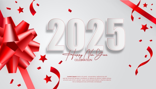 Premium Vector | Happy New Year 2025 festive realistic decoration
